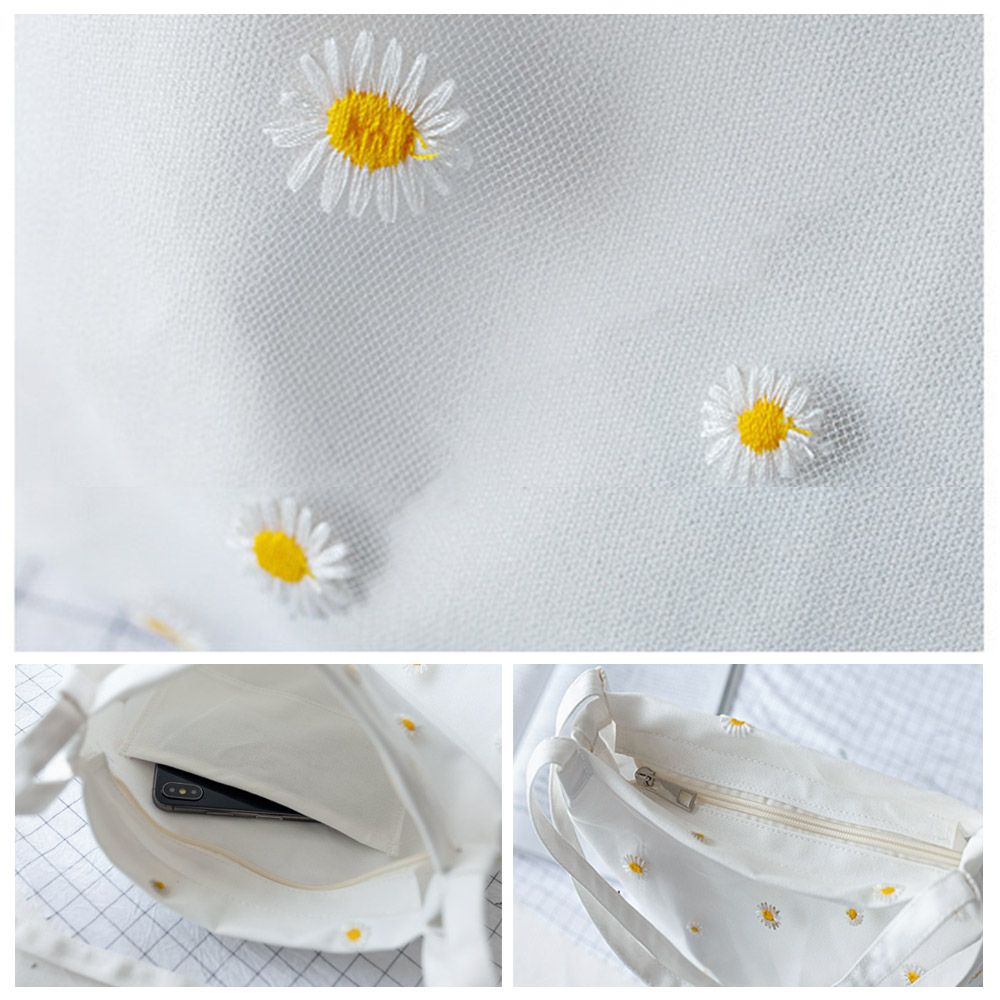 女性のためのキャンバスのショルダーバッグ,デイジー付きのカジ - Crochet Market Bag のレビューと価格