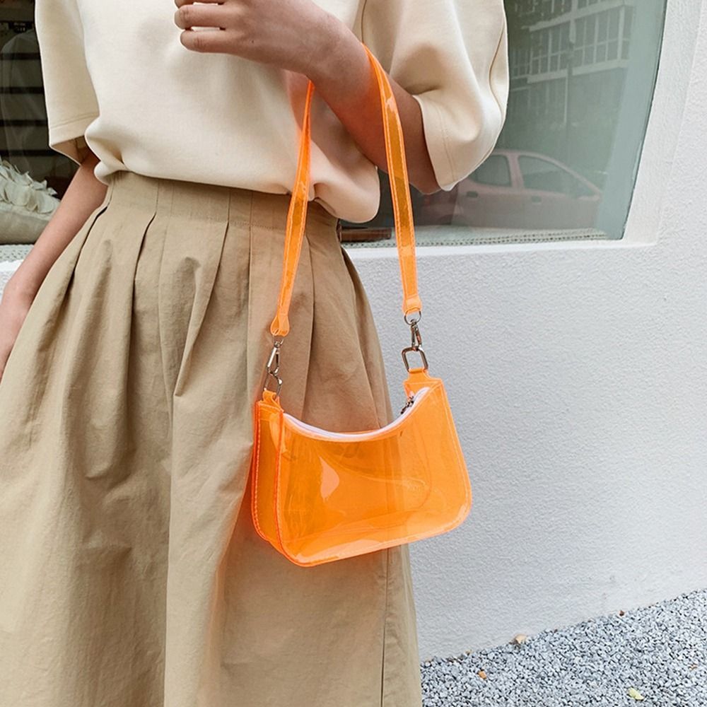 ファッションゼリーカラー PVC 透明ショルダーバッグクリア - Jelly Bag Clear Pvc のレビューと価格