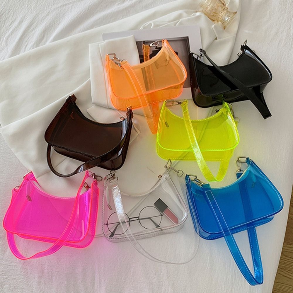ファッションゼリーカラー PVC 透明ショルダーバッグクリア - Jelly Bag Clear Pvc のレビューと価格