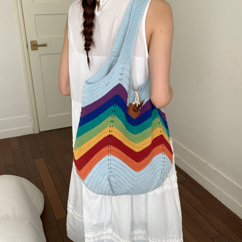 2026年夏旅行市場レインボーショッピングクロシェビーチトー - Crochet Market Bag のレビューと価格