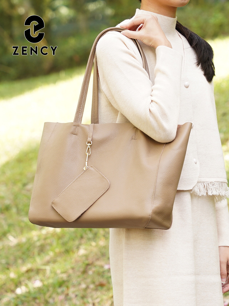 Zency 本革ラージトートバッグシンプルファッションカーキ - Women'S Bags For Work のレビューと価格