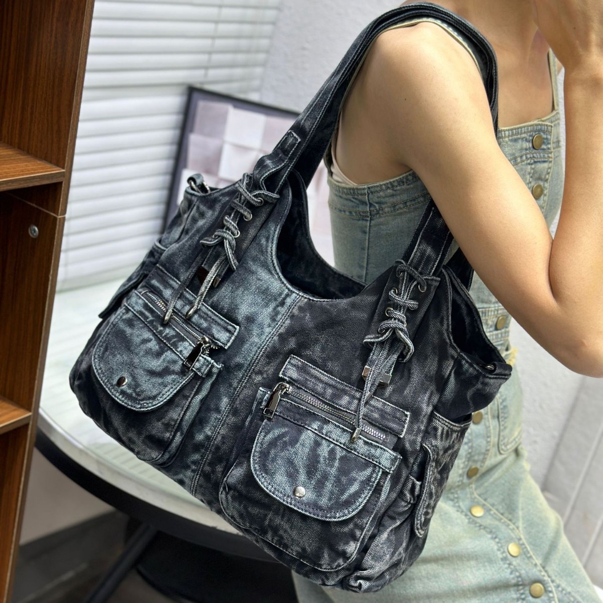 レディース デニムバッグ Y2K ヴィンテージ ブルー ジー - Women Bags Jeans のレビューと価格