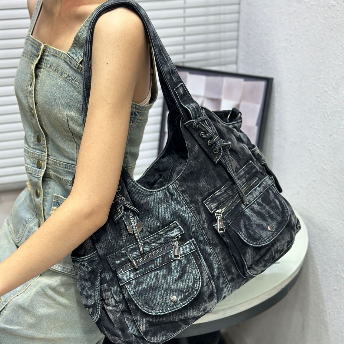 レディース デニムバッグ Y2K ヴィンテージ ブルー ジー - Women Bags Jeans のレビューと価格