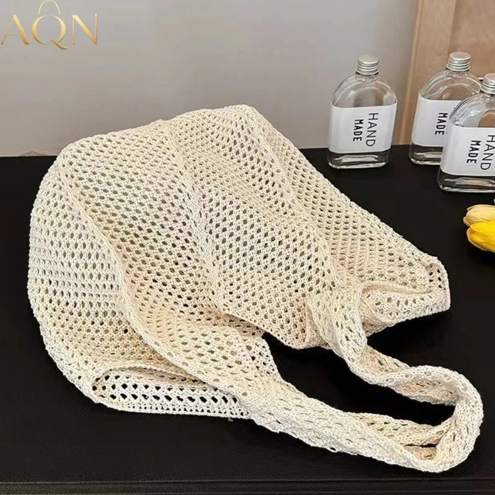 AQN レディース カジュアル 大容量 編み込みショルダーバ - Crochet Market Bag のレビューと価格