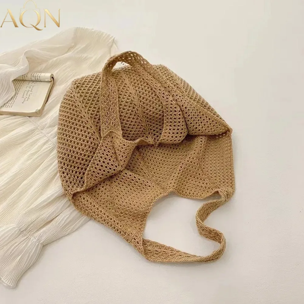 AQN レディース カジュアル 大容量 編み込みショルダーバ - Crochet Market Bag のレビューと価格