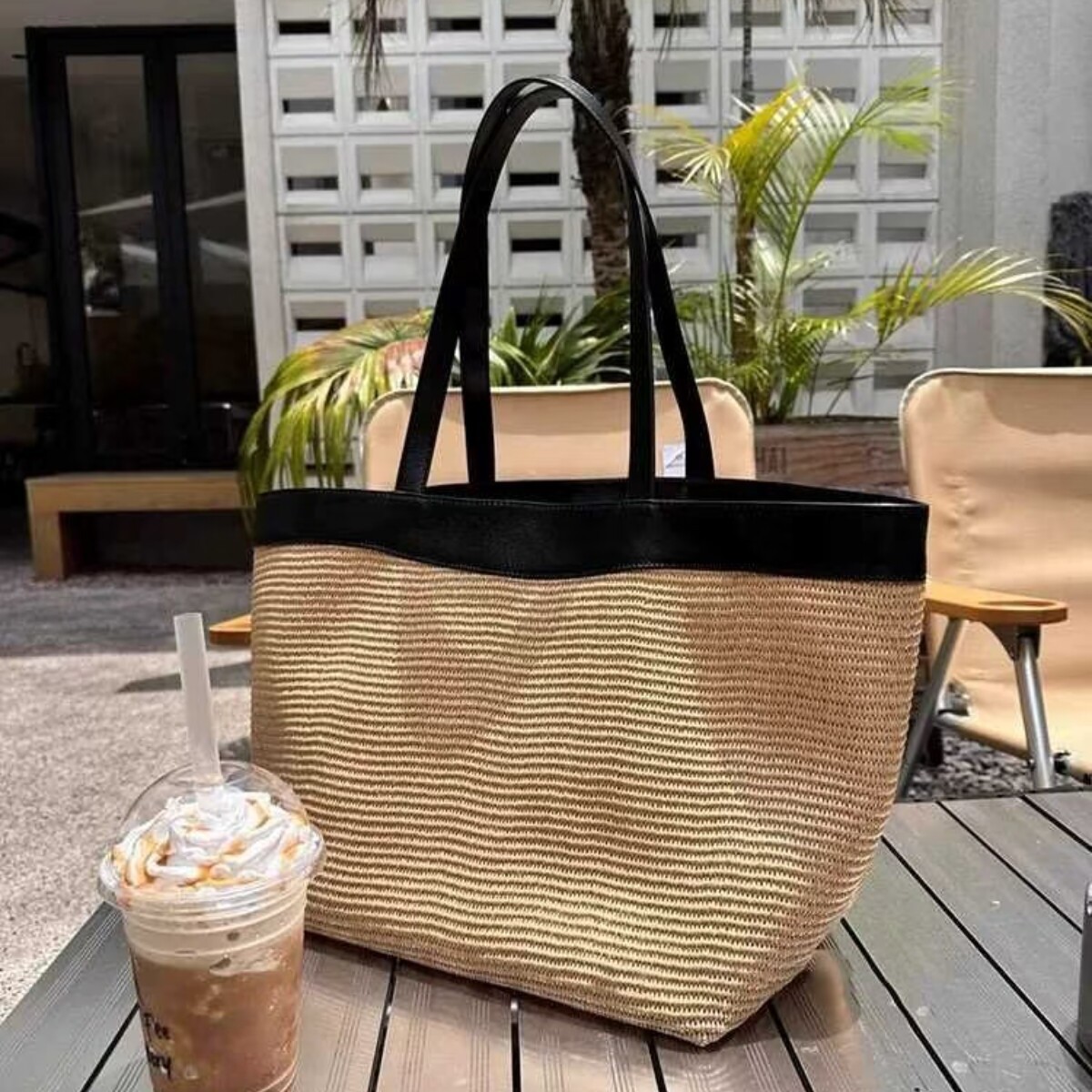 パッチワーク織りトートショルダーバッグボヘミアンかぎ針編みス - Crochet Market Bag のレビューと価格