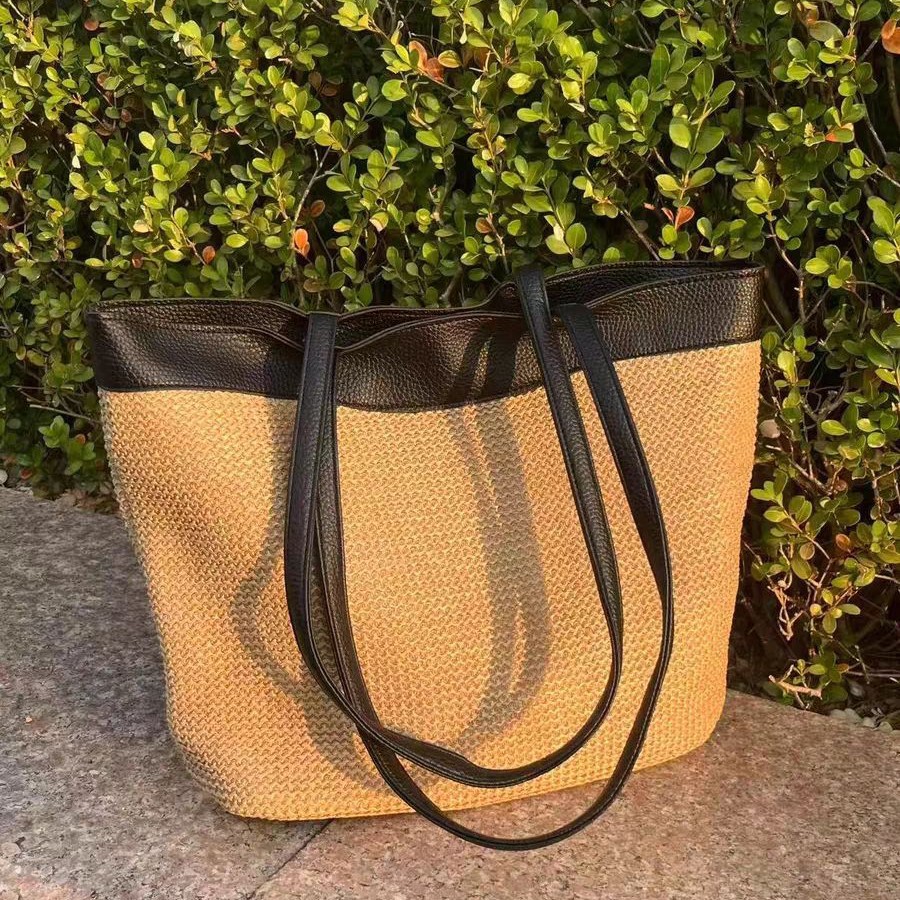 パッチワーク織りトートショルダーバッグボヘミアンかぎ針編みス - Crochet Market Bag のレビューと価格