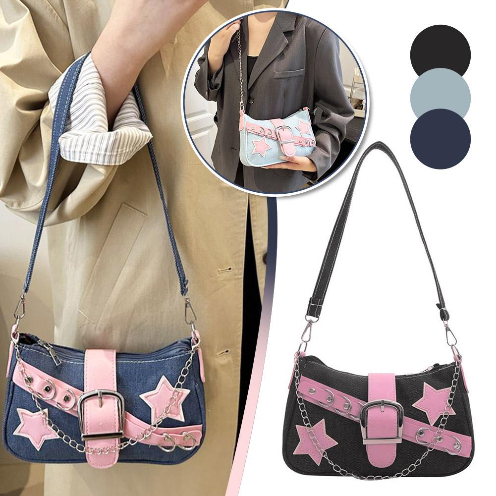 ファッション女性のハンドバッグデニム星柄クールガールズアンダ - Women Bags Jeans のレビューと価格