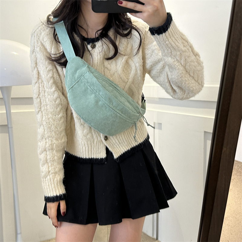 女性用ウエストバッグ コーデュロイ 学生 ショルダーバッグ  - Women'S Bum Bags のレビューと価格