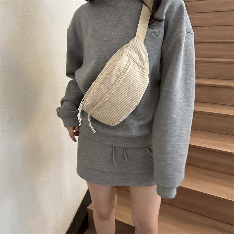 女性用ウエストバッグ コーデュロイ 学生 ショルダーバッグ  - Women'S Bum Bags のレビューと価格