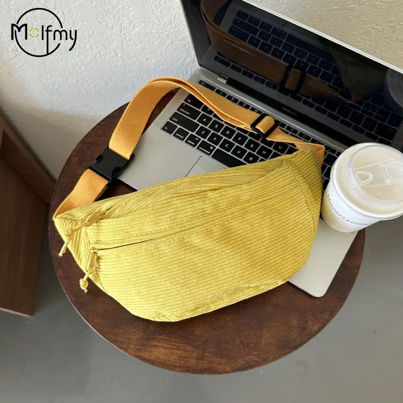 女性用ウエストバッグ コーデュロイ 学生 ショルダーバッグ  - Women'S Bum Bags のレビューと価格