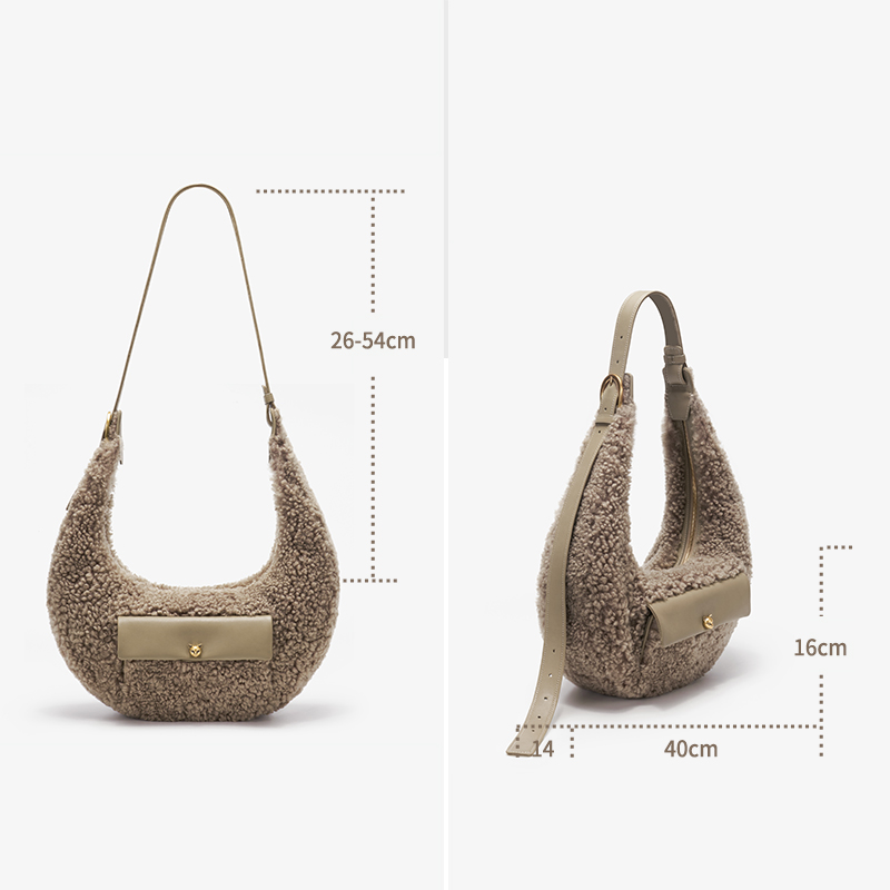 女性用半円形ウールバッグ,ミニマリストの脇毛キャリー,カジュ - Women Bags Luxury Brands のレビューと価格