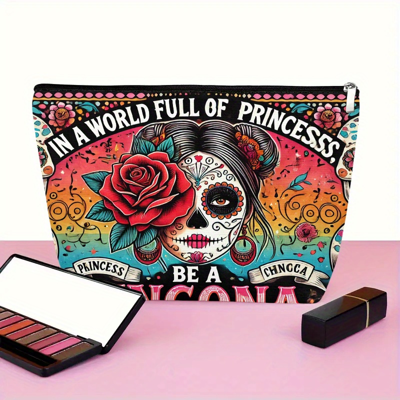 花と頭蓋骨の化粧品バッグ - 女性用のかわいい多機能ジッパー - Women Bags In Amazon のレビューと価格