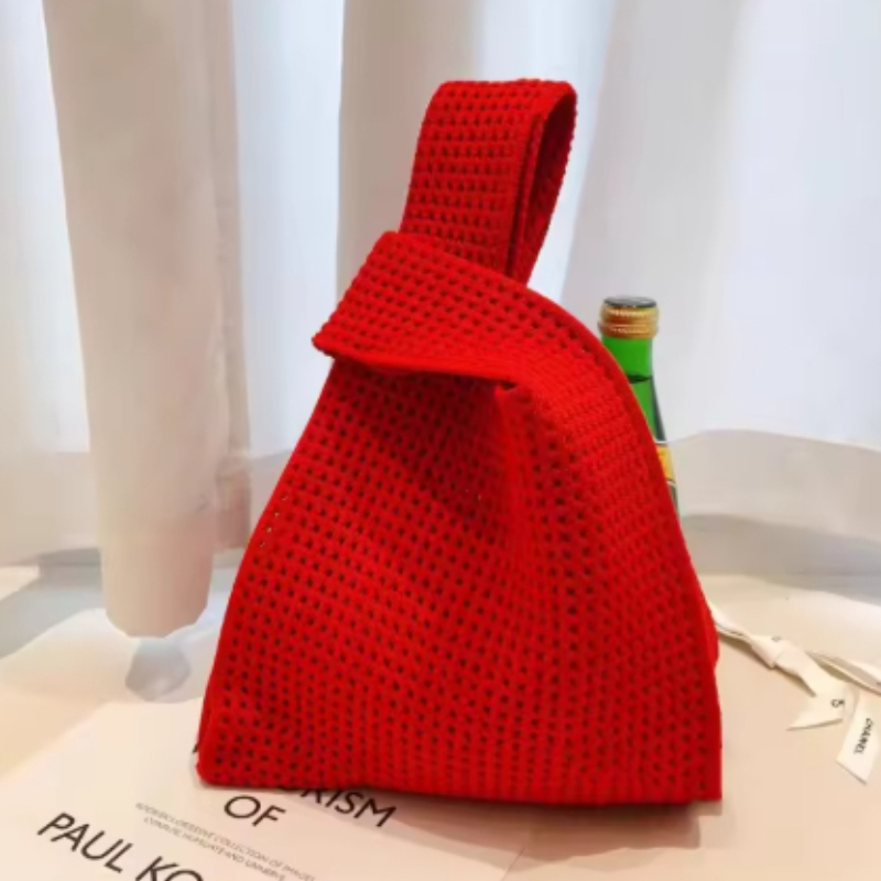 女性ビーチバッグ中空ニットノットリストバッグかぎ針編みトート - Women Bags Mini のレビューと価格