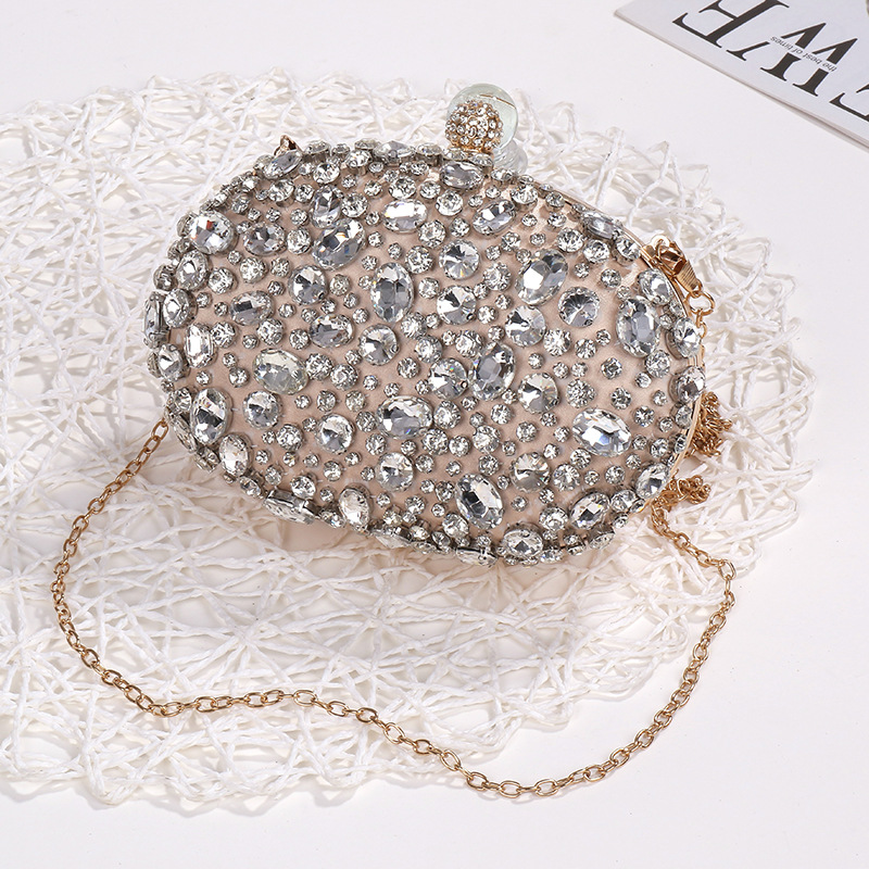 女性のための豪華なシルバーとダイヤモンドのイブニングバッグ, - Women Bags Golden のレビューと価格