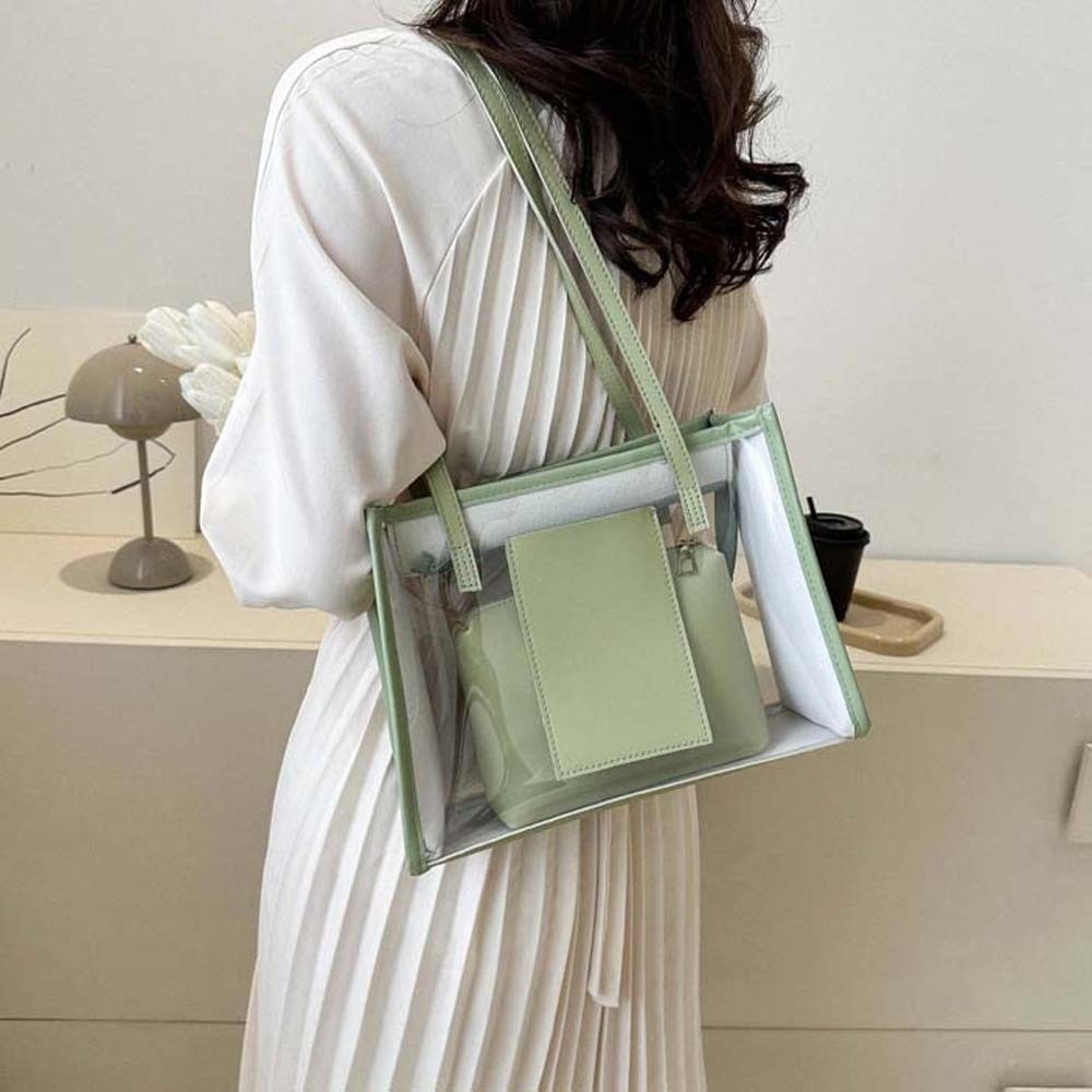 2 ピース/セットエレガントな透明ゼリーバッグ PU レザー - Jelly Bag Clear Pvc のレビューと価格