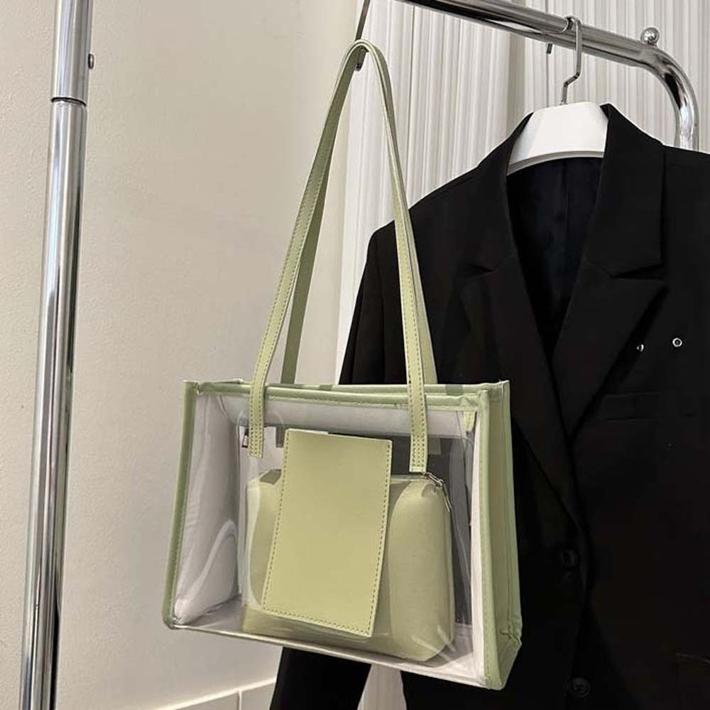 2 ピース/セットエレガントな透明ゼリーバッグ PU レザー - Jelly Bag Clear Pvc のレビューと価格
