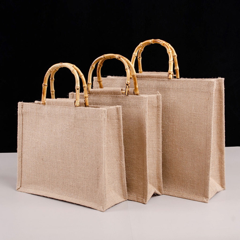 ジュートスタイルのショッピングバッグ,竹のバックルが付いたハ - Women Bags Jute のレビューと価格
