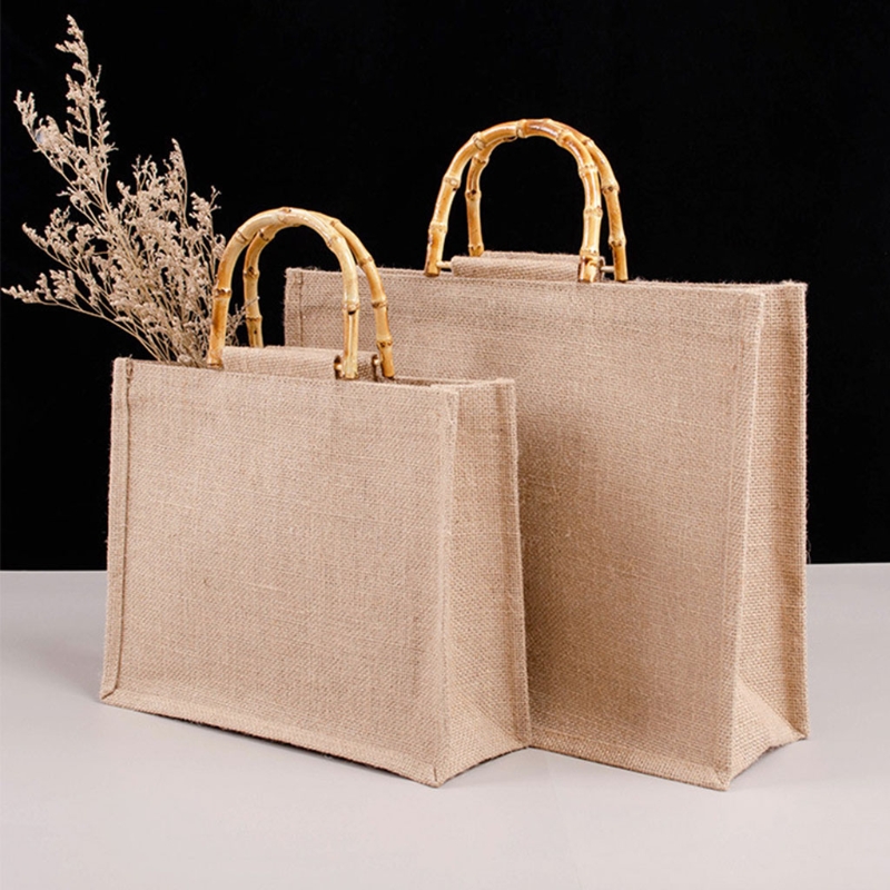 ジュートスタイルのショッピングバッグ,竹のバックルが付いたハ - Women Bags Jute のレビューと価格
