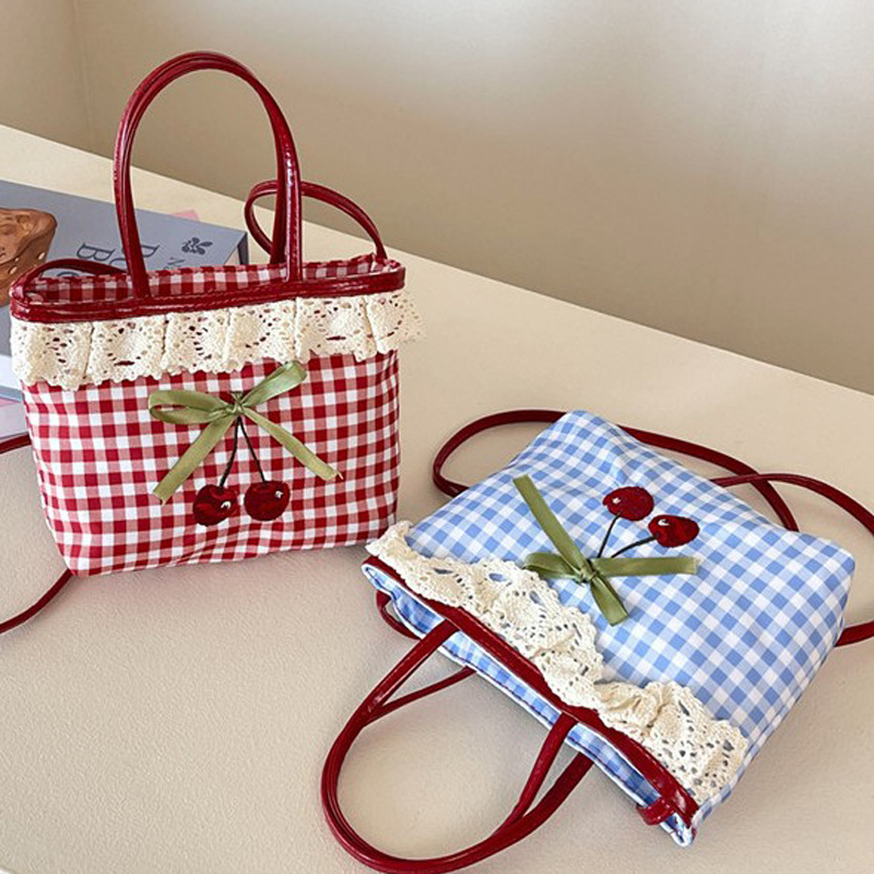 女性の新しいハンドバッグ韓国チェック柄水玉模様のリボンかわい - Women Bags Luxury Brands のレビューと価格
