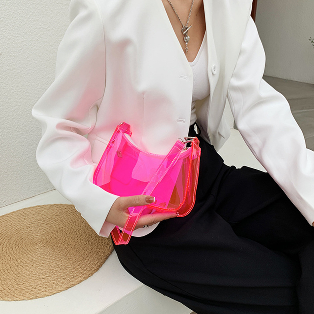 夏のキャンディーカラー透明シングルショルダーバッグジッパーク - Jelly Bag Clear Pvc のレビューと価格
