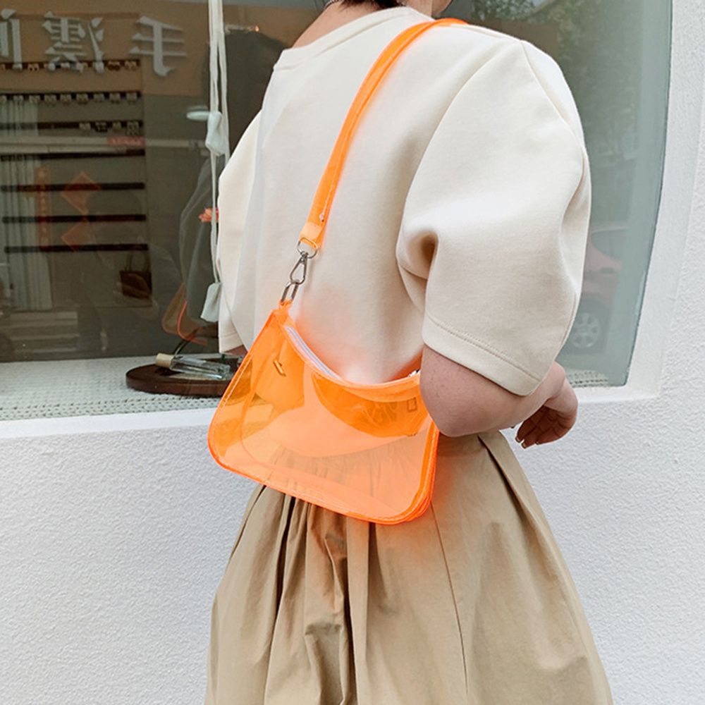 夏のキャンディーカラー透明シングルショルダーバッグジッパーク - Jelly Bag Clear Pvc のレビューと価格