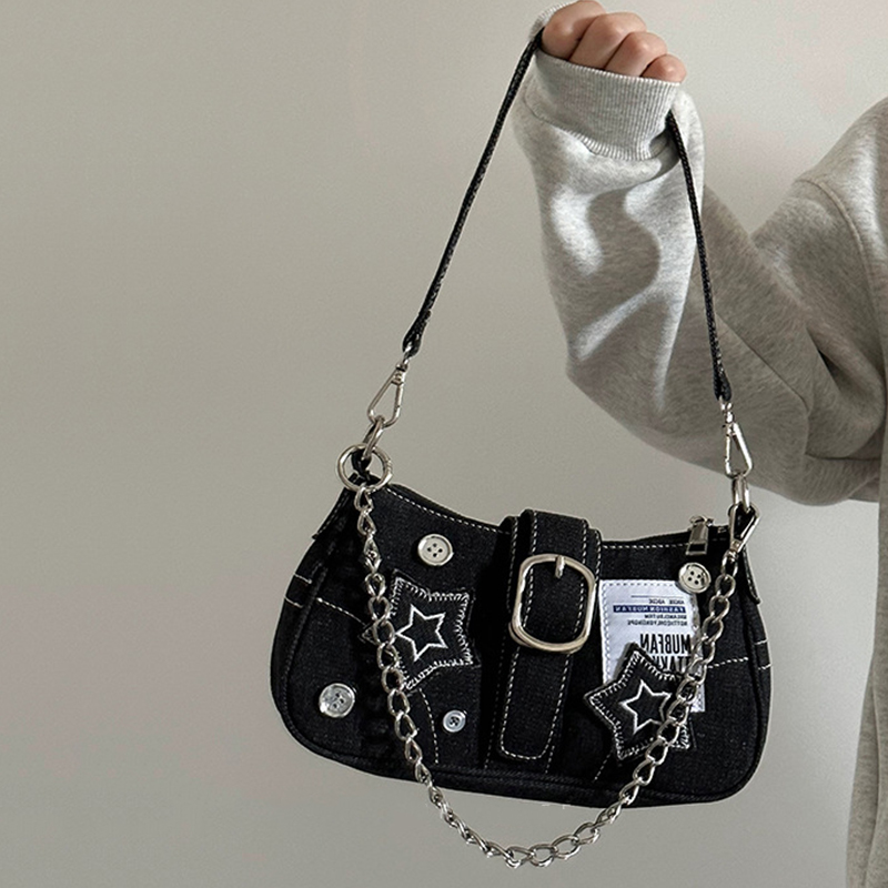Y2k ファッション女性のハンドバッグ星柄クールガールズアン - Women Bags Jeans のレビューと価格