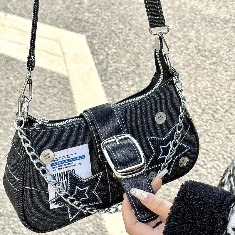 Y2k ファッション女性のハンドバッグ星柄クールガールズアン - Women Bags Jeans のレビューと価格